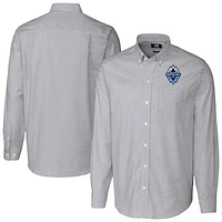 Men's Cutter & Buck  Charcoal Vancouver Whitecaps FC Big Tall Stretch Oxford Stripe Tri-Blend Long Sleeve Dress Shirt