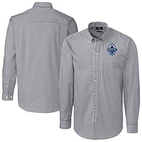 Men's Cutter & Buck  Charcoal Vancouver Whitecaps FC Big Tall Easy Care Stretch Gingham Long Sleeve Dress Top
