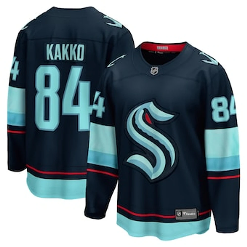 Men's Fanatics Kaapo Kakko Deep Sea Blue Seattle Kraken Home Breakaway Player Jersey