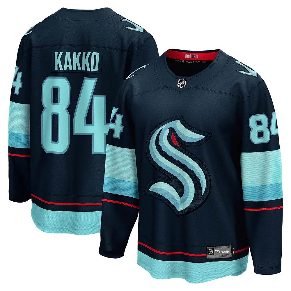 Men's Fanatics Kaapo Kakko Deep Sea Blue Seattle Kraken Home Breakaway Player Jersey