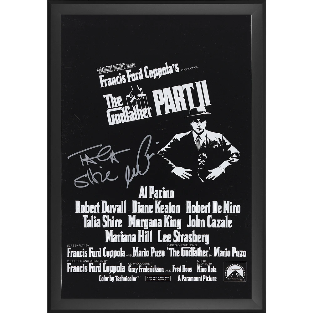 Al Pacino & Talia Shire The Godfather Part II Autographed Framed 11" x 17" Movie Poster