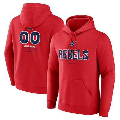 Men's Red Ole Miss Rebels Personalized Name & Number Midfielder Pullover Hoodie