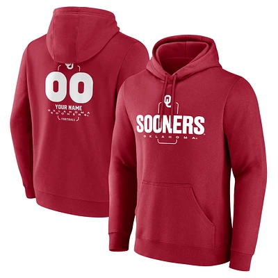 Men's Crimson Oklahoma Sooners Personalized Name & Number Midfielder Pullover Hoodie