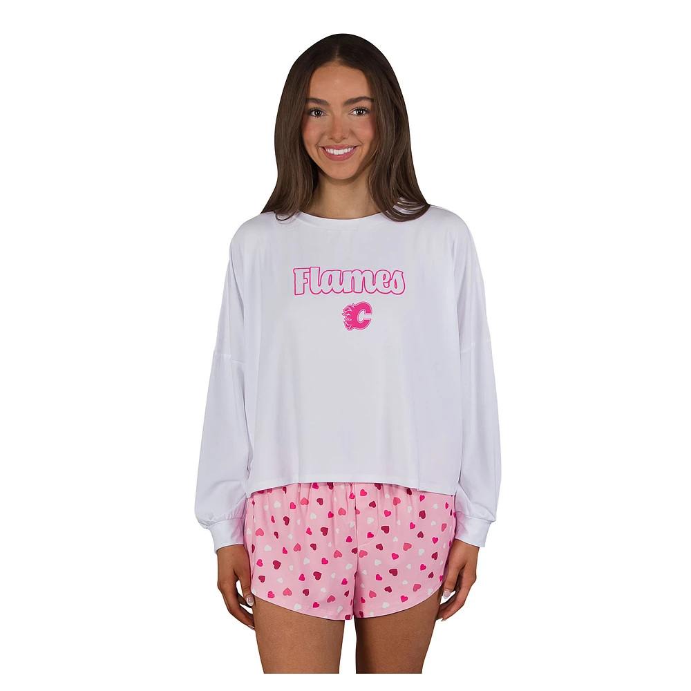 Women's Concepts Sport Calgary Flames Lyric Long Sleeve Top & Shorts Set