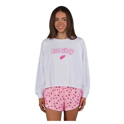 Women's Concepts Sport Detroit Red Wings Lyric Long Sleeve Top & Shorts Set