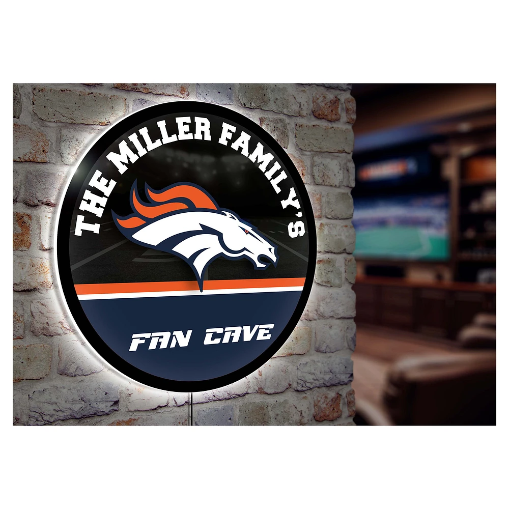 Denver Broncos Personalized 23" Round LED Wall Sign