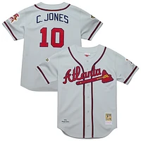 Men's Mitchell & Ness Chipper Jones Gray Atlanta Braves 1995 Throwback Authentic Jersey