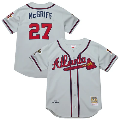 Men's Mitchell & Ness Fred McGriff Gray Atlanta Braves 1995 Throwback Authentic Jersey