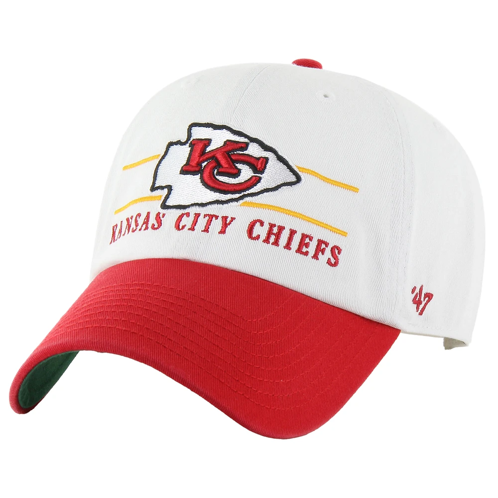 Men's '47  White/Red Kansas City Chiefs Double Header Clean Up Adjustable Hat