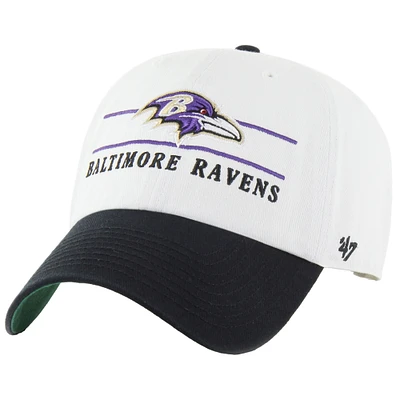 Men's '47  White/Black Baltimore Ravens Double Header Clean Up Adjustable Hat