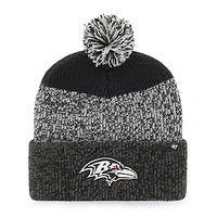 Men's '47  Black Baltimore Ravens Static Cuffed Knit Hat with Pom