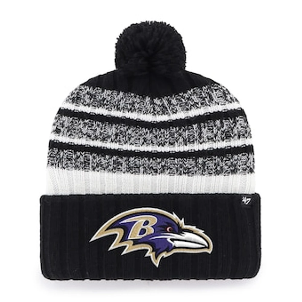 Men's '47  Black Baltimore Ravens Tavern Cuffed Knit Hat with Pom