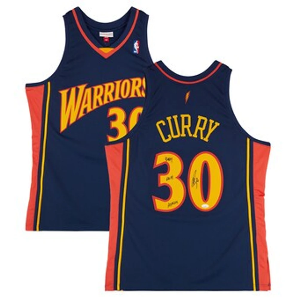 Stephen Curry Golden State Warriors Autographed Navy Mitchell & Ness 2009-10 Authentic Jersey with "Baby Faced Assassin" Inscription - JSA