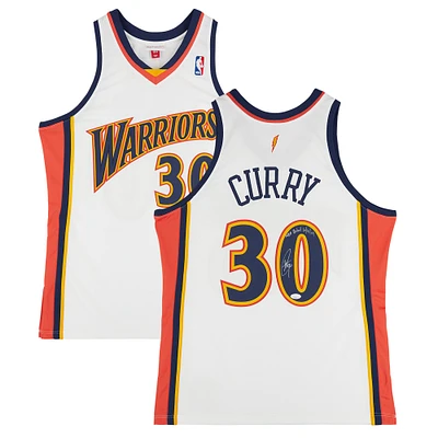 Stephen Curry Golden State Warriors Autographed White Mitchell & Ness 2009-10 Authentic Jersey with "NBA Debut 10/28/09" Inscription - JSA