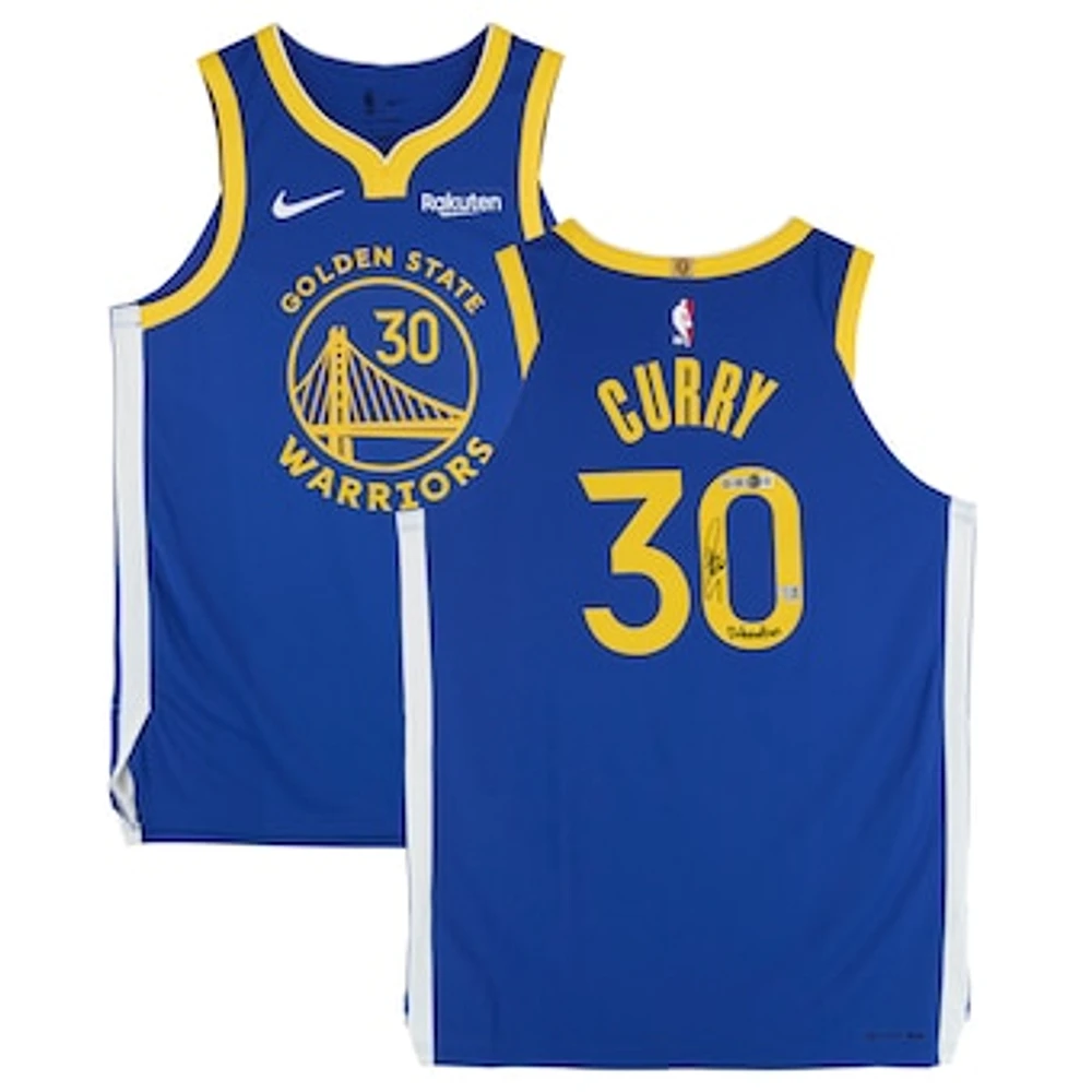 Stephen Curry Golden State Warriors Autographed Royal Nike Icon Edition Authentic Jersey with "Dubnation" Inscription - BAS