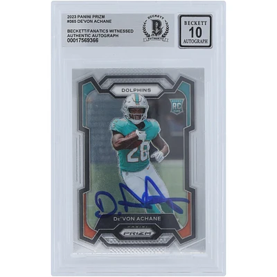 De'Von Achane Miami Dolphins Autographed 2023 Panini Prizm #365 Beckett Fanatics Witnessed Authenticated 10 Rookie Card