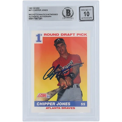 Chipper Jones Atlanta Braves Autographed 1991 Score #671 Beckett Fanatics Witnessed Authenticated 10 Rookie Card