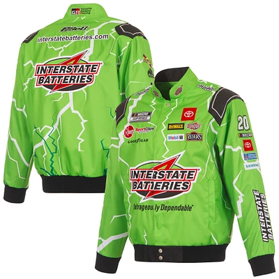 Men's JH Design Green Christopher Bell Interstate Batteries Full-Snap Twill Uniform Jacket