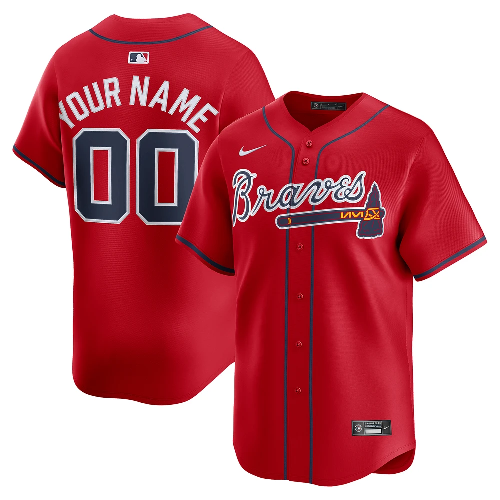 Men's Nike Red Atlanta Braves Alternate Limited Custom Jersey