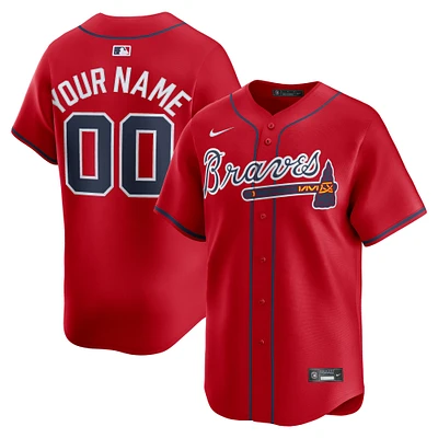 Men's Nike Red Atlanta Braves Alternate Limited Custom Jersey