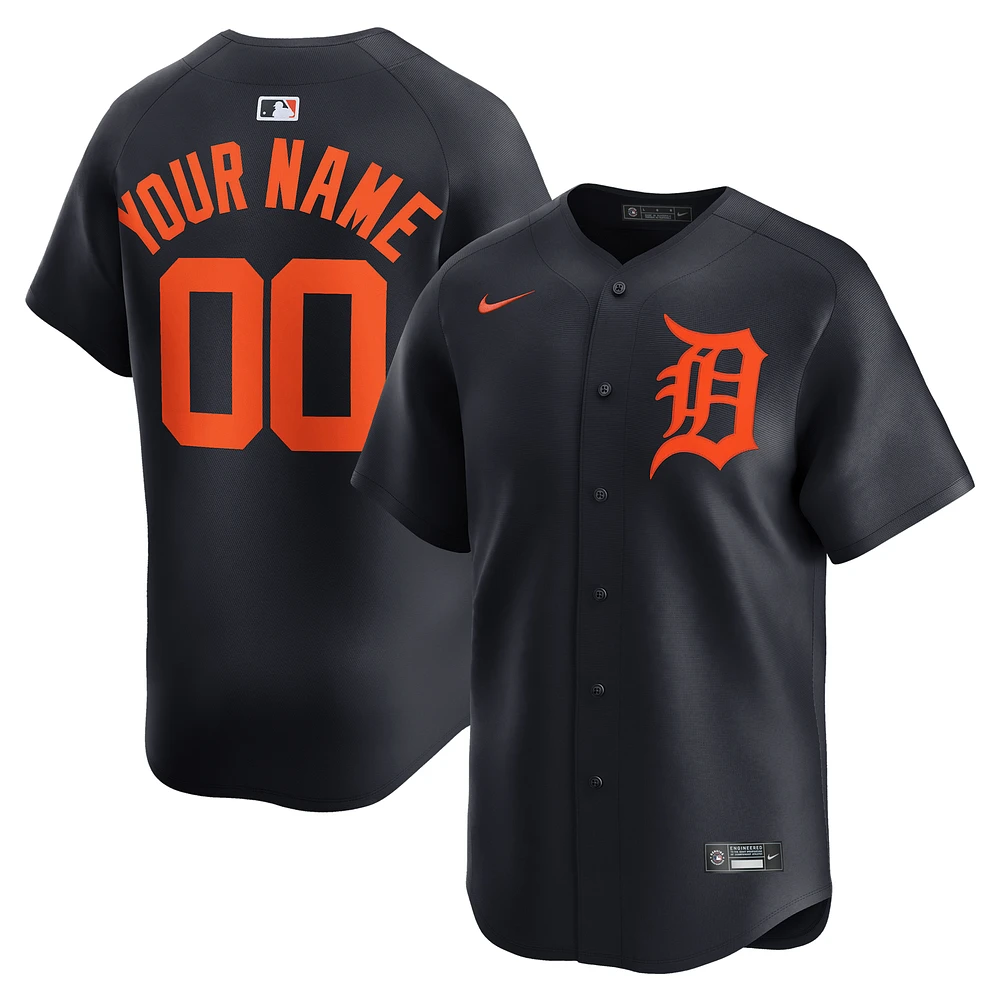 Men's Nike Navy Detroit Tigers Alternate Limited Custom Jersey