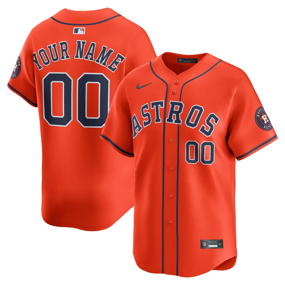Men's Nike Orange Houston Astros Alternate Limited Custom Jersey