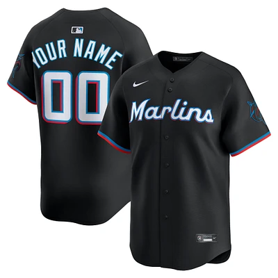 Men's Nike Black Miami Marlins Alternate Limited Custom Jersey