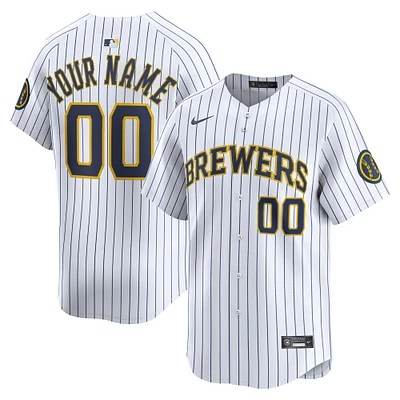 Men's Nike White Milwaukee Brewers Alternate Limited Custom Jersey