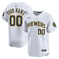 Men's Nike White Milwaukee Brewers Alternate Limited Custom Jersey