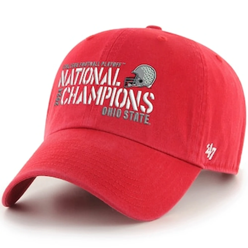 Men's '47  Scarlet Ohio State Buckeyes College Football Playoff 2024 National Champions Team Clean Up Adjustable Hat