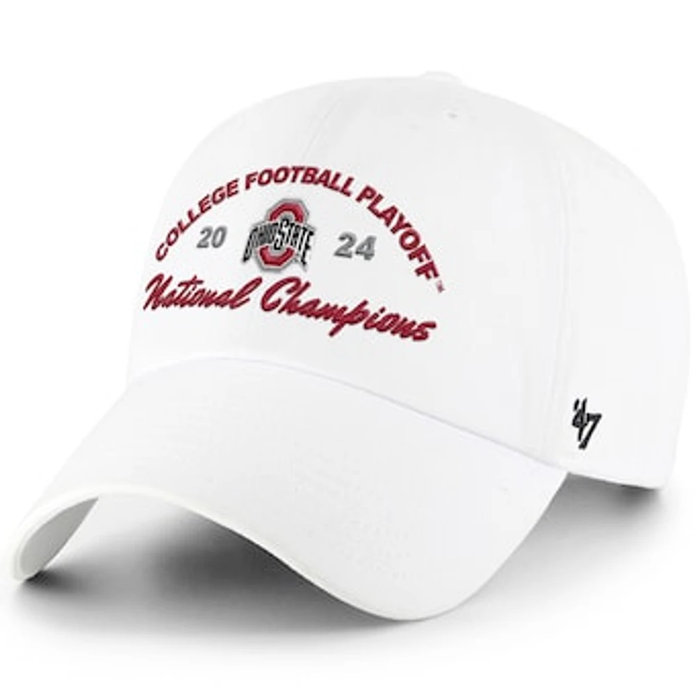 Men's '47  White Ohio State Buckeyes College Football Playoff 2024 National Champions Script Clean Up Adjustable Hat