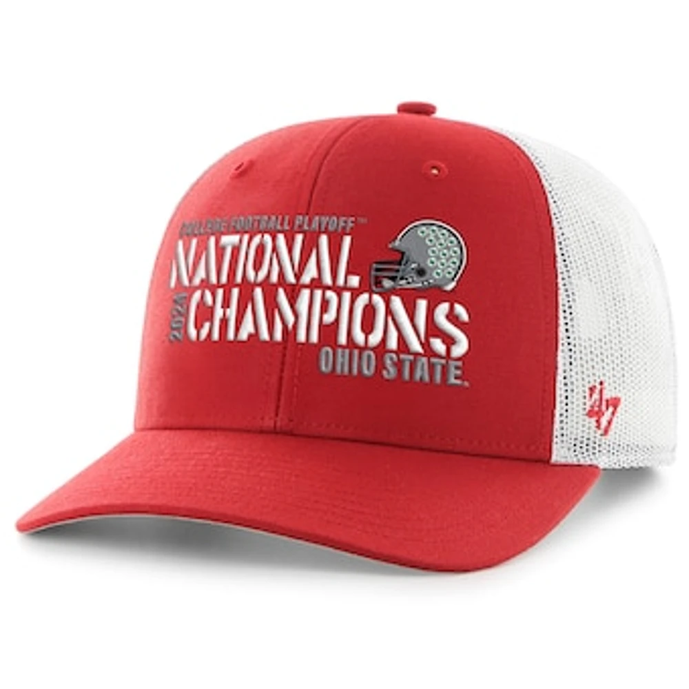 Men's '47  Scarlet/White Ohio State Buckeyes College Football Playoff 2024 National Champions Team Trucker Adjustable Hat