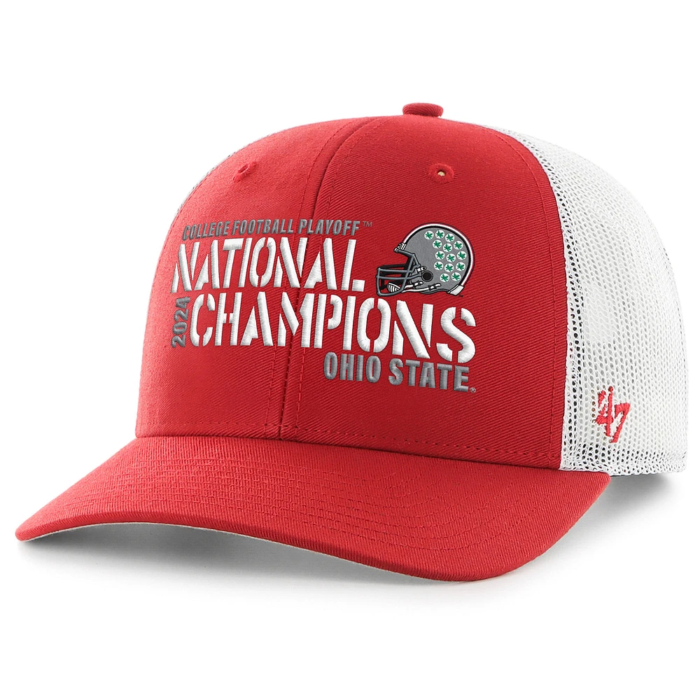 Men's '47  Scarlet/White Ohio State Buckeyes College Football Playoff 2024 National Champions Team Trucker Adjustable Hat