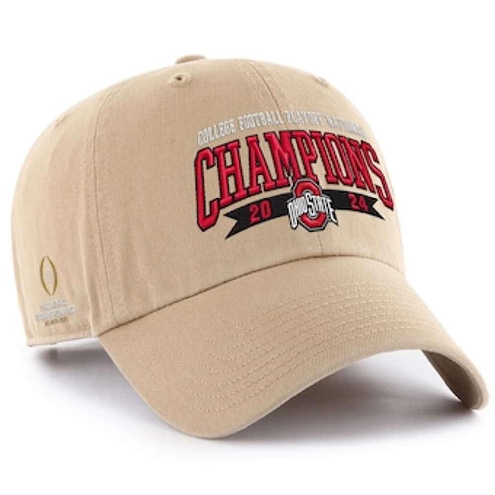 Men's '47  Khaki Ohio State Buckeyes College Football Playoff 2024 National Champions Helmet Clean Up Adjustable Hat