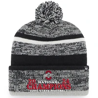 Men's '47  Black Ohio State Buckeyes College Football Playoff 2024 National Champions Striped Cuffed Knit Hat with Pom