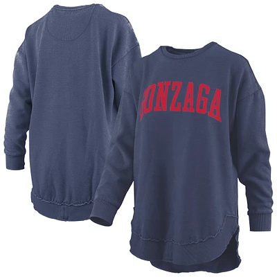 Women's Pressbox  Navy Gonzaga Bulldogs Melange Poncho Vintage Fleece Long Sleeve Pullover Sweatshirt