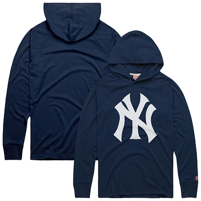 Men's Homage Navy New York Yankees Lightweight Raglan Tri-Blend Pullover Hoodie