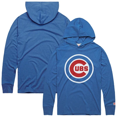 Men's Homage Light Blue Chicago Cubs Lightweight Raglan Tri-Blend Pullover Hoodie