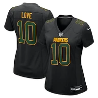 Women's Nike Jordan Love Black Green Bay Packers Fashion Game Jersey