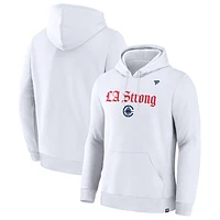 Unisex Fanatics  White LA Clippers Strong Premium Fleece Pullover Hoodie