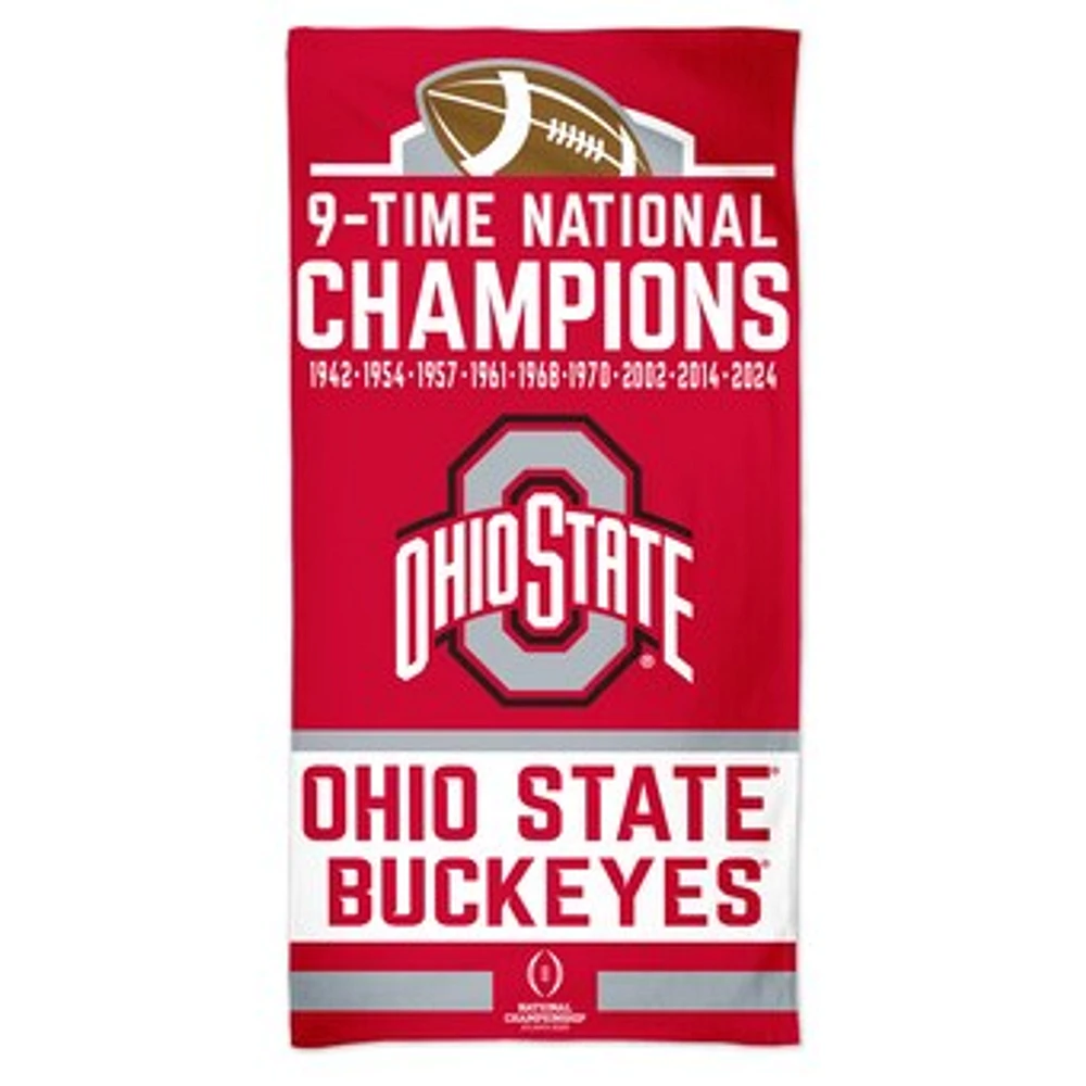 WinCraft Ohio State Buckeyes Nine-Time Football National Champions 30" x 60" Spectra Beach Towel