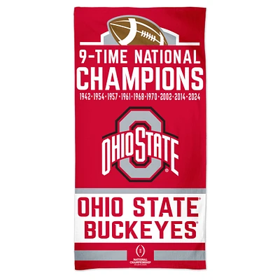 WinCraft Ohio State Buckeyes Nine-Time Football National Champions 30" x 60" Spectra Beach Towel