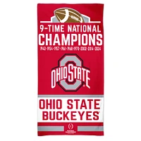 WinCraft Ohio State Buckeyes Nine-Time Football National Champions 30" x 60" Spectra Beach Towel