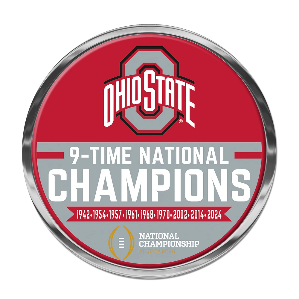 WinCraft Ohio State Buckeyes Nine-Time Football National Champions Domed Metal Auto Emblem