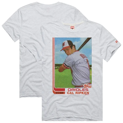 Men's Homage Cal Ripken Jr. Ash Baltimore Orioles 1982 Topps Baseball Card Player T-Shirt