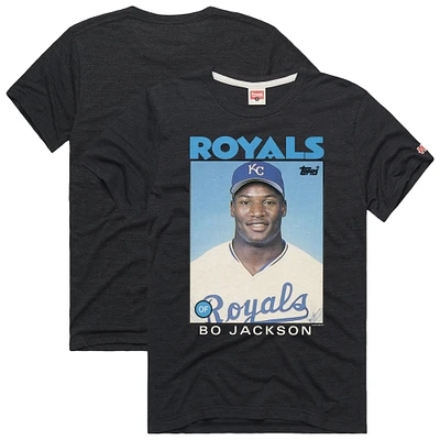 Men's Homage Bo Jackson Charcoal Kansas City Royals 1986 Topps Baseball Card Player T-Shirt