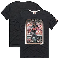 Men's Homage Elly De La Cruz Charcoal Cincinnati Reds 2024 Topps Baseball Card Player T-Shirt
