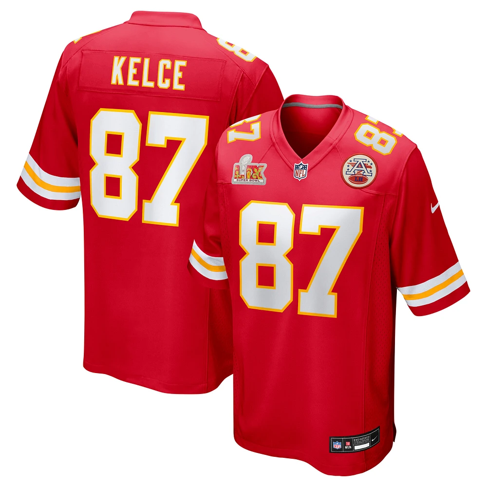 Men's Nike Travis Kelce Red Kansas City Chiefs Super Bowl LIX Game Jersey