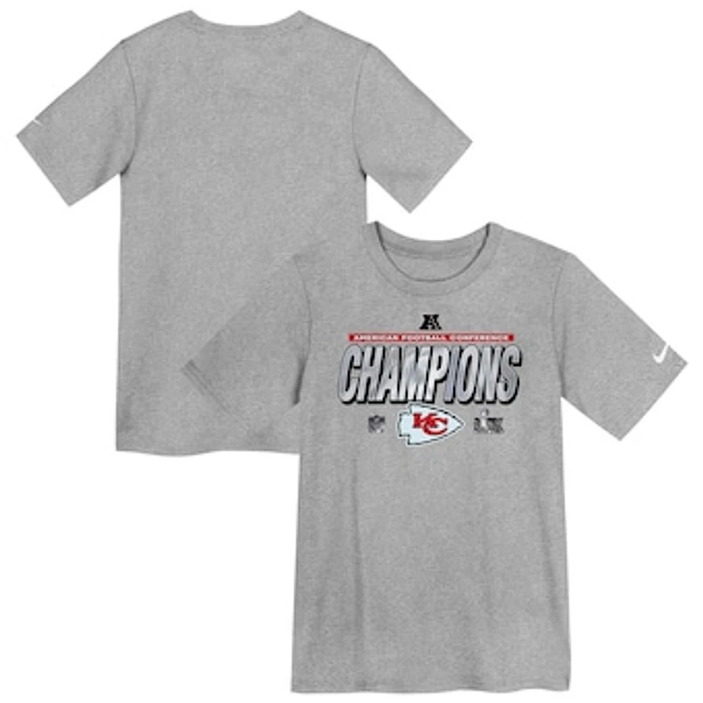 Preschool Nike Heather Gray Kansas City Chiefs 2024 AFC Champions Locker Room Trophy Collection T-Shirt