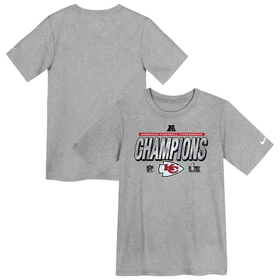 Preschool Nike Heather Gray Kansas City Chiefs 2024 AFC Champions Locker Room Trophy Collection T-Shirt